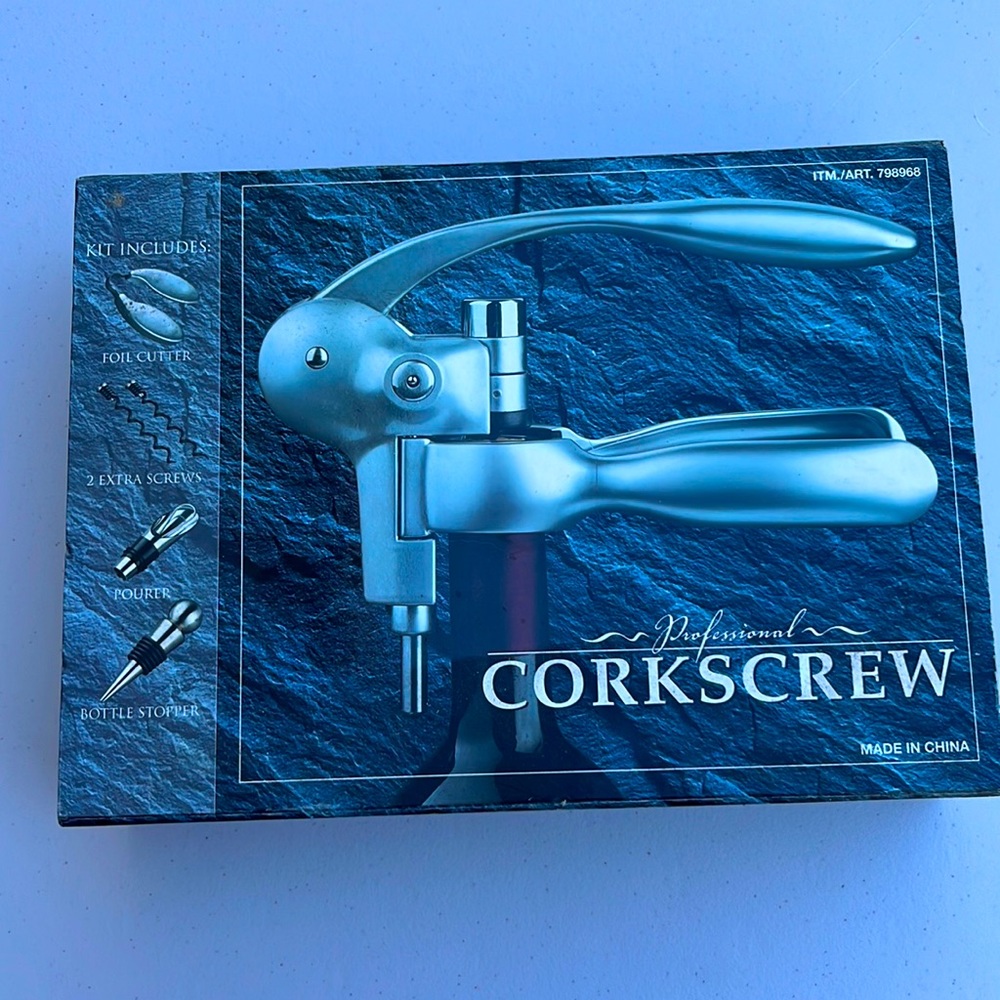 PROFESSIONAL CORKSCREW KIT Foil Cutter Wine Corker NEW, never used!